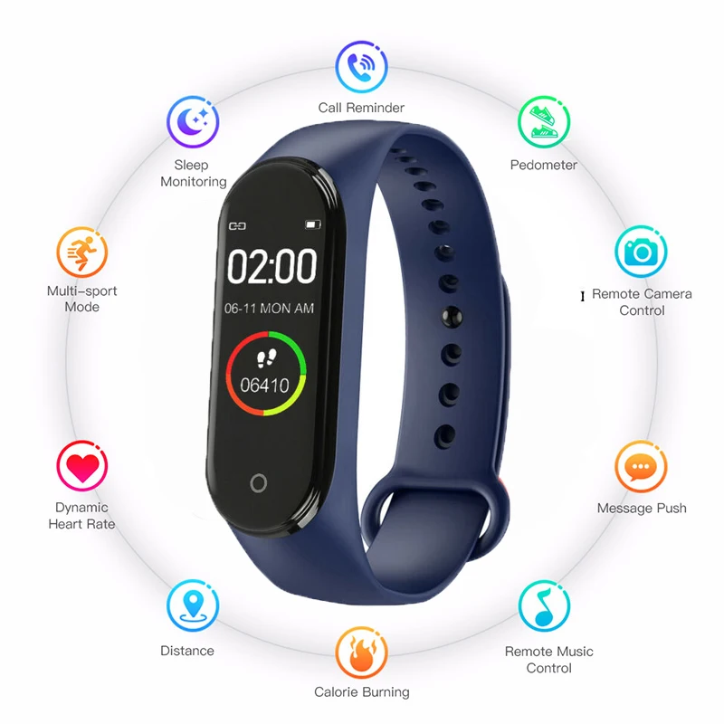 Портативный модный Bluetooth Новый смарт M4 часы для мужчин и женщин трекер сердечного