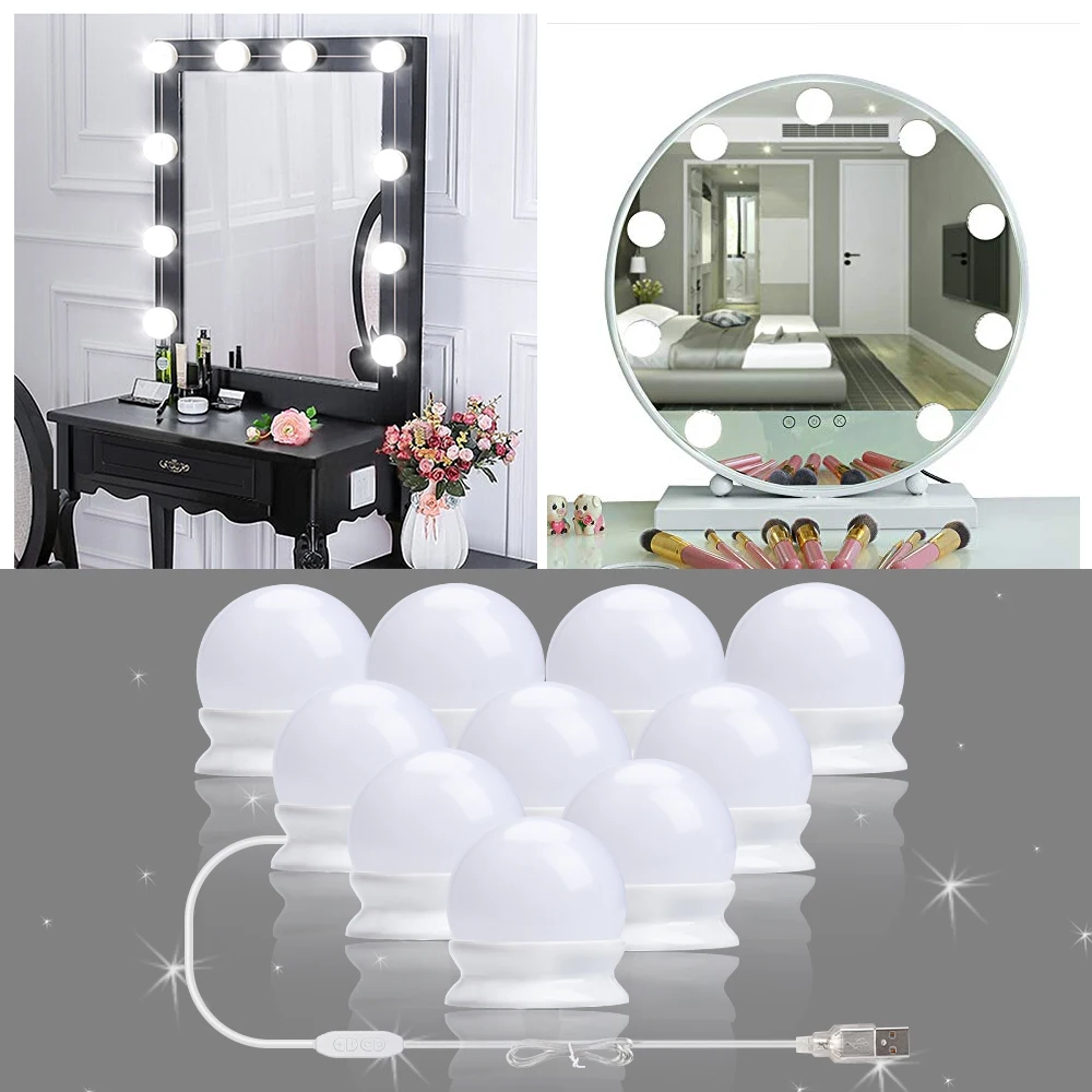 Светодиодный зеркальный косметический светильник в голливудском стиле 10