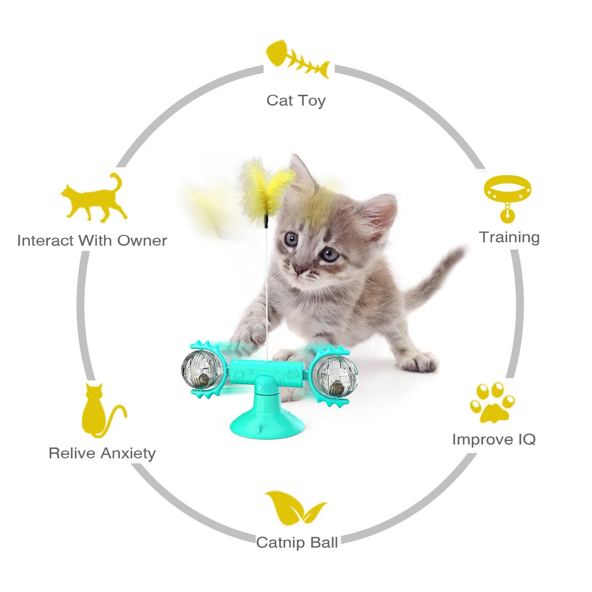 

3-In-1 Interactive Cat Toys Funny Turntable Interactive Puzzle Cat Scratching Pet ball toysTurntable Teasing Pet Cat Supplies