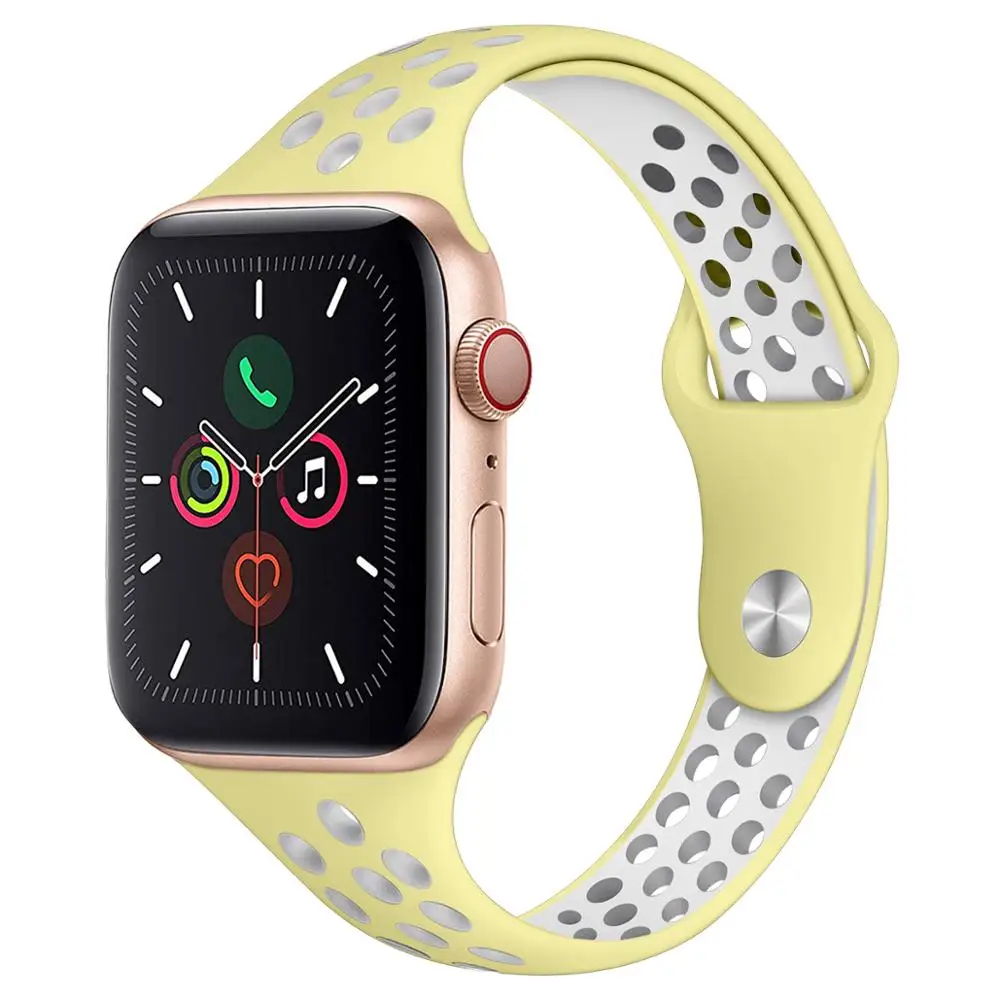 Силиконовый ремешок для Apple watch band 44 мм/40 мм iWatch 42 мм/38 дышащий спортивный браслет