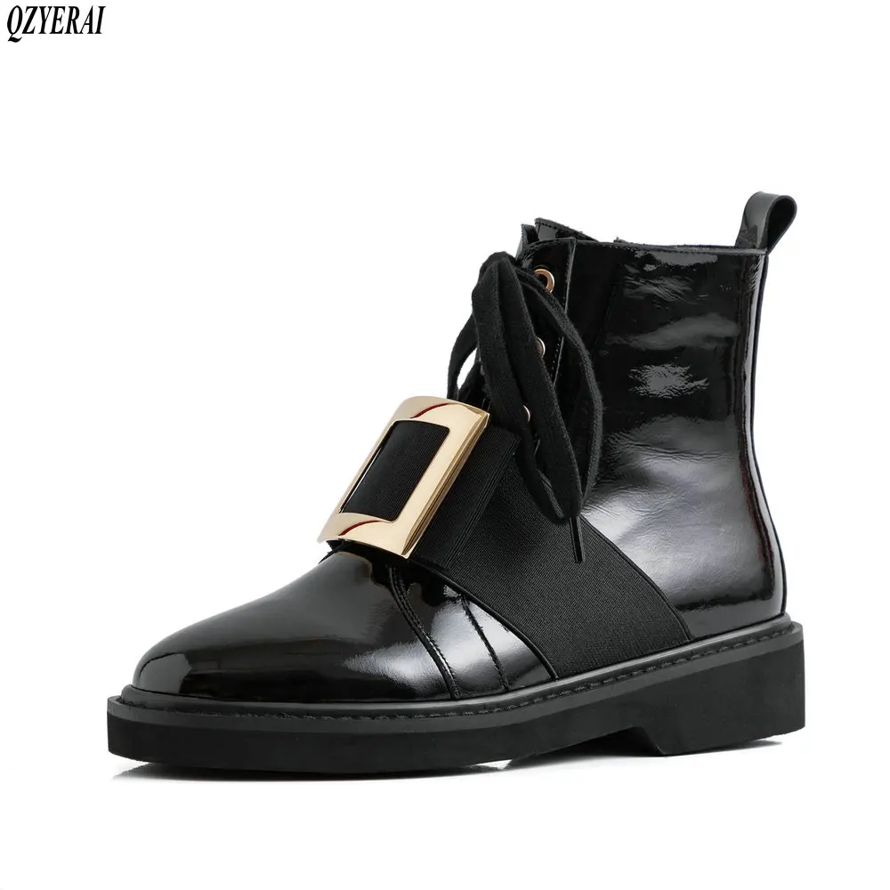 

QZYERAI New style Genuine leather Fashion boots Women's boots Side zipper Autumn and winter boots cowhide Women's shoes