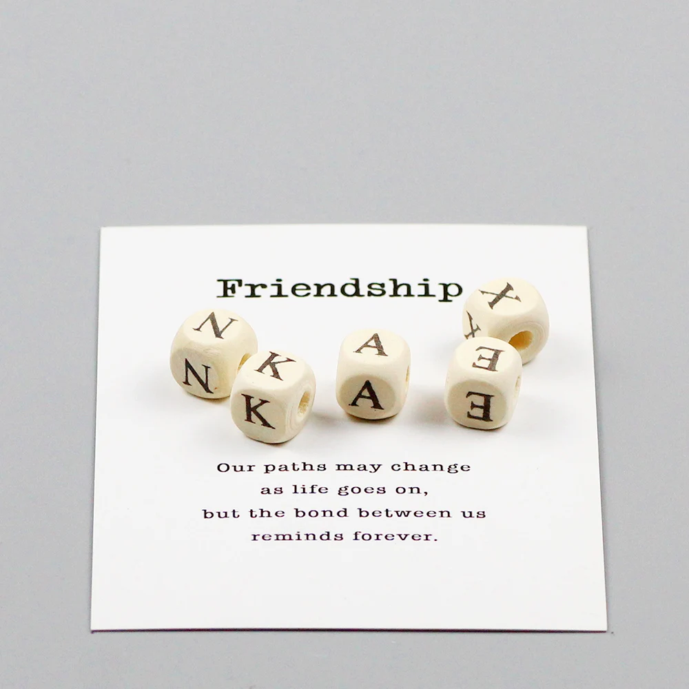 YHBZRET 52pcs 10mm Square Wooden Beads Alphabet Letter Spacer Loose Bead Jewelry for Making Wooden Bracelet DIY accessories