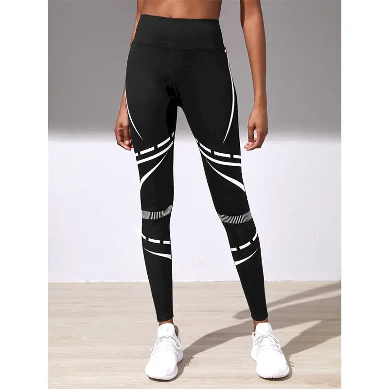 

Yoga Pants Tights Legging Women Black Print Gym Clothing Slimming Hip-lifting High-waist Abdomen Retraction Fitness Sportswear
