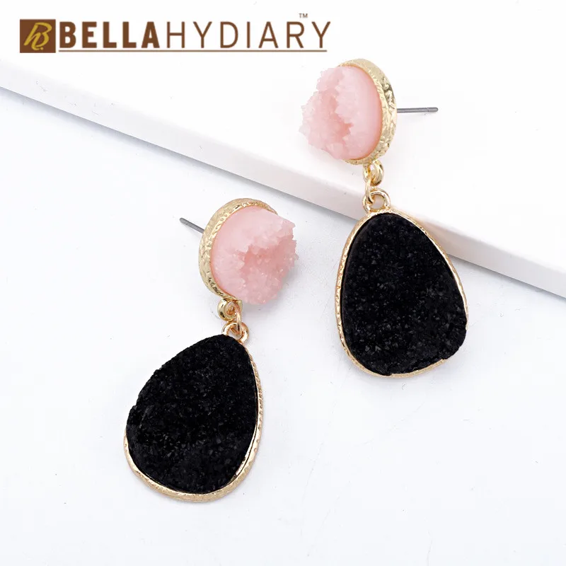 Bijoux необычные серьги из смолы Druzy, большие геометрические Висячие серьги для женщин, ювелирное изделие, массивные серьги Mujer Moda Ohrringe