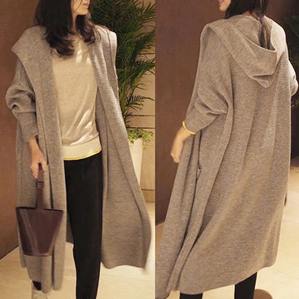 Зимний вязаный кардиган свитер Женский однотонный шерстяной с длинным рукавом