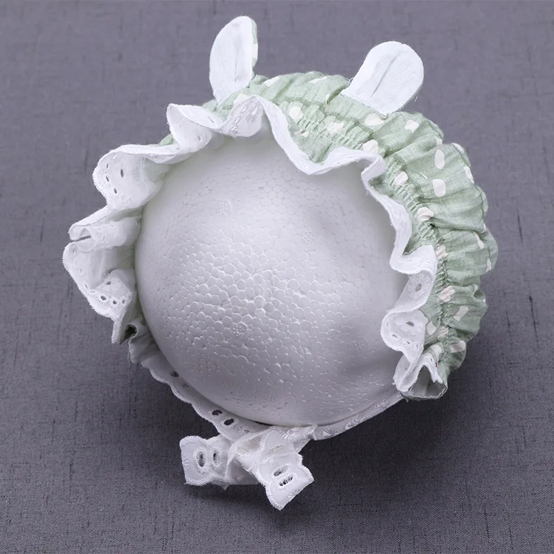 

Cute Newborn Baby Hat With Bunny Ears Soft Cotton Lace Infant Bonnet Baby Cap Spring Summer Princess Baby Girl Hat 1 PC
