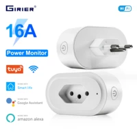 wifi smart plug 16a smart socket outlet brazil with timer power monitor function app remote control works with alexa google home