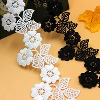3d flower embroidered lace 100 milk fiber white and black sewing apparel trims 5 5cm