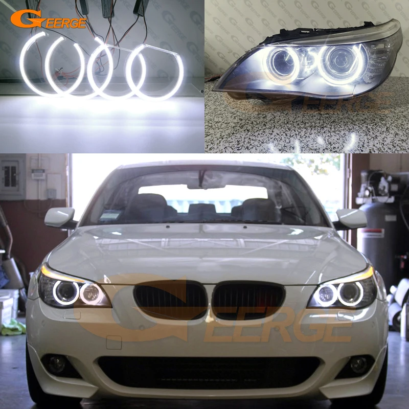 Для BMW E60 E61 LCI 528i 530i 535i 550i M5 2007 2010 фары ультра яркие COB led Ангельские Глазки halo