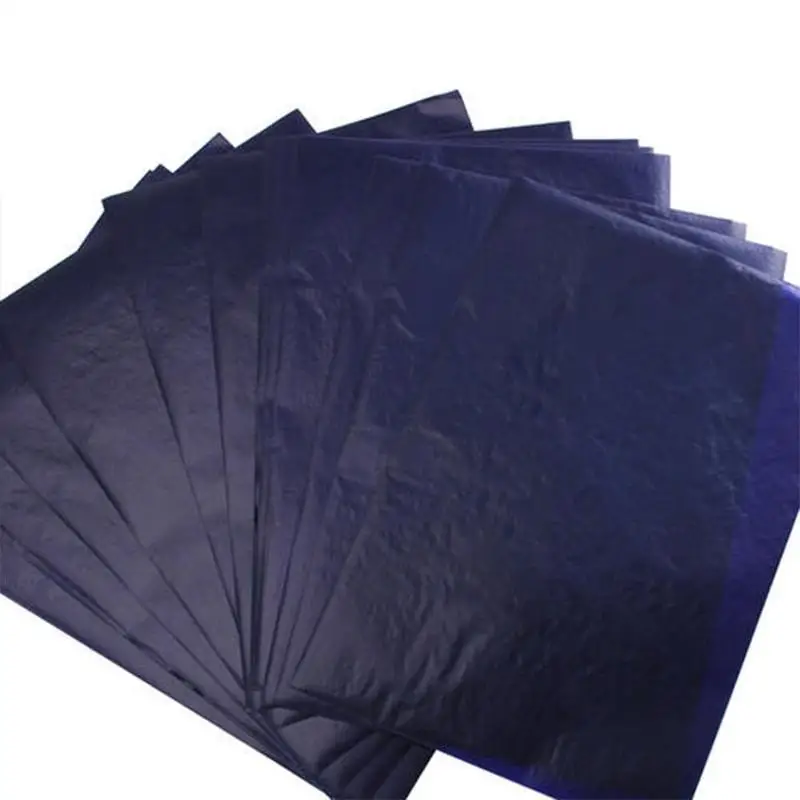 New 50PCS Blue Double Sided Carbon Paper 48K Thin Type Stationery Paper Finance Office School Supplies