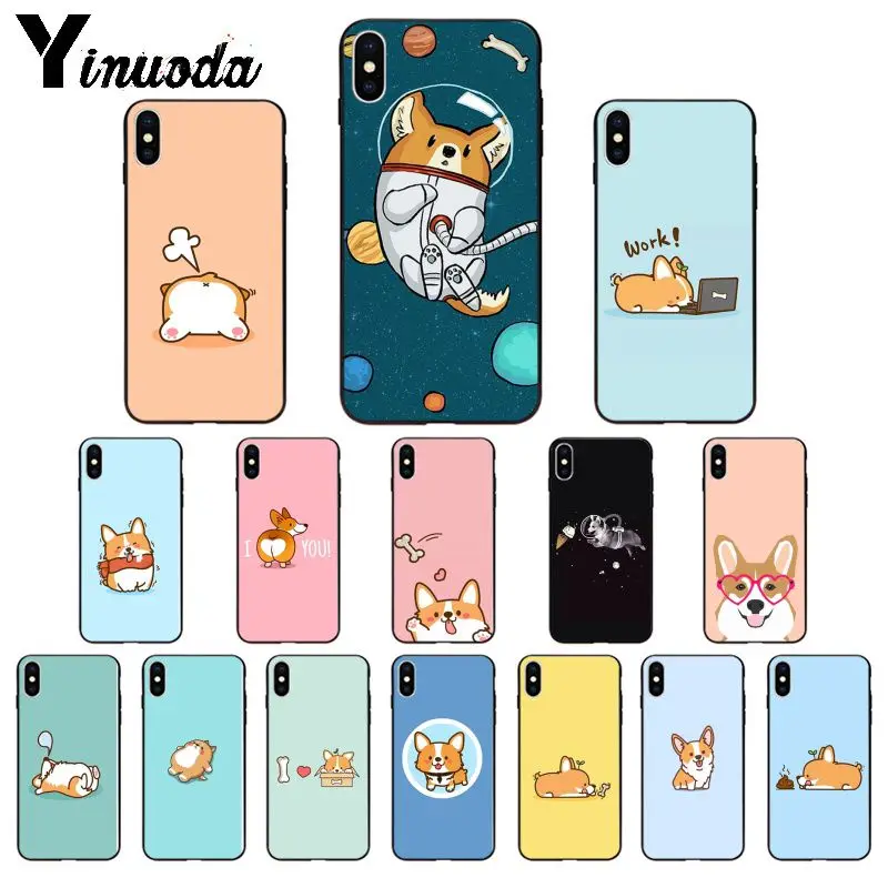

Yinuoda Cartoon Cute Corgi Dog TPU Soft Silicone Phone Case for iPhone 8 7 6 6S Plus X XS MAX 5 5S SE XR 11 11pro max Cover
