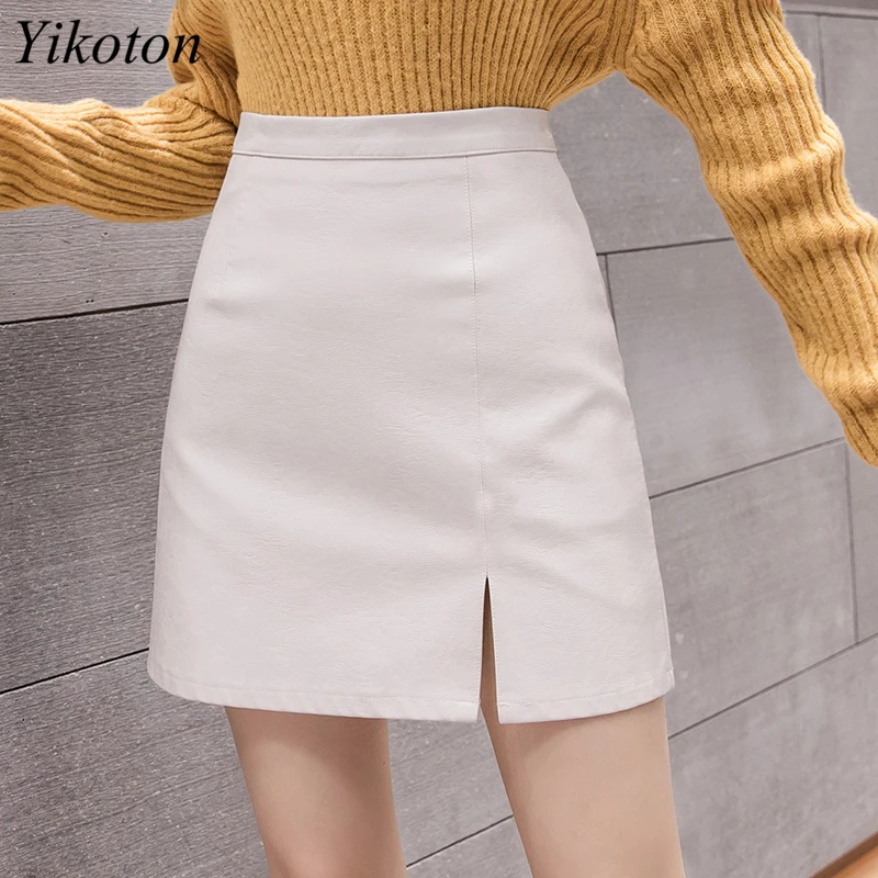 

Women's PU Leather skirt 2022 Autumn And Winter New Washed PU Leather Skirt Sexy Mini Skirts Slimming Safety Liner Shorts Skirt