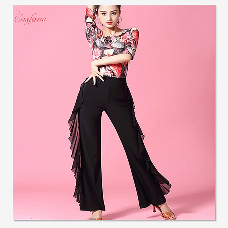

Latin dance costume practice clothes Long trousers for female/women,Ballroom performance wears New Style Tassel Modern Pants