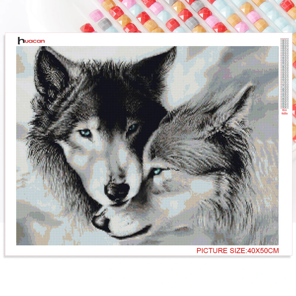 Алмазная 5D картина Huacan сделай сам полноразмерная вышивка с волком Набор для