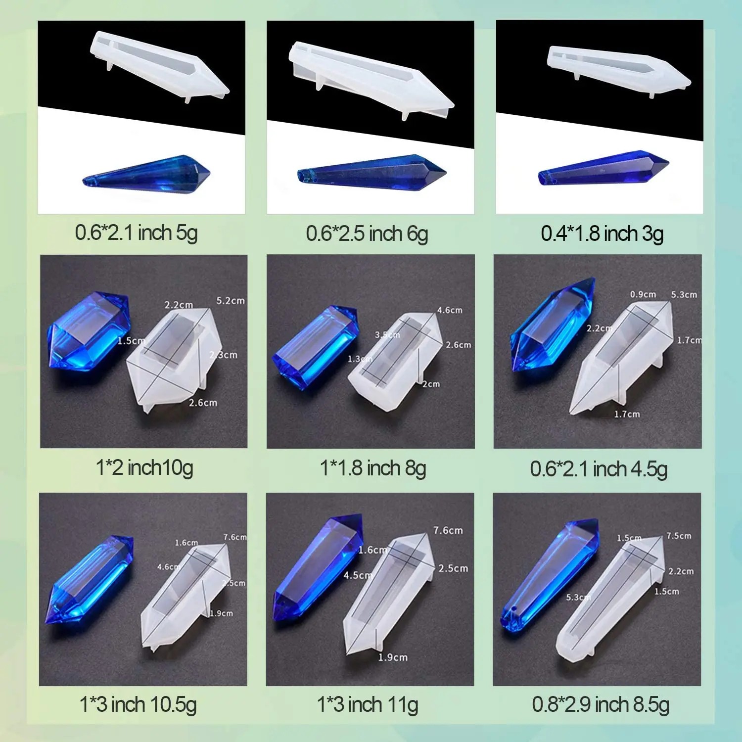 Формы для подвесок из смолы гибкая силиконовая форма кристаллов кварца в форме