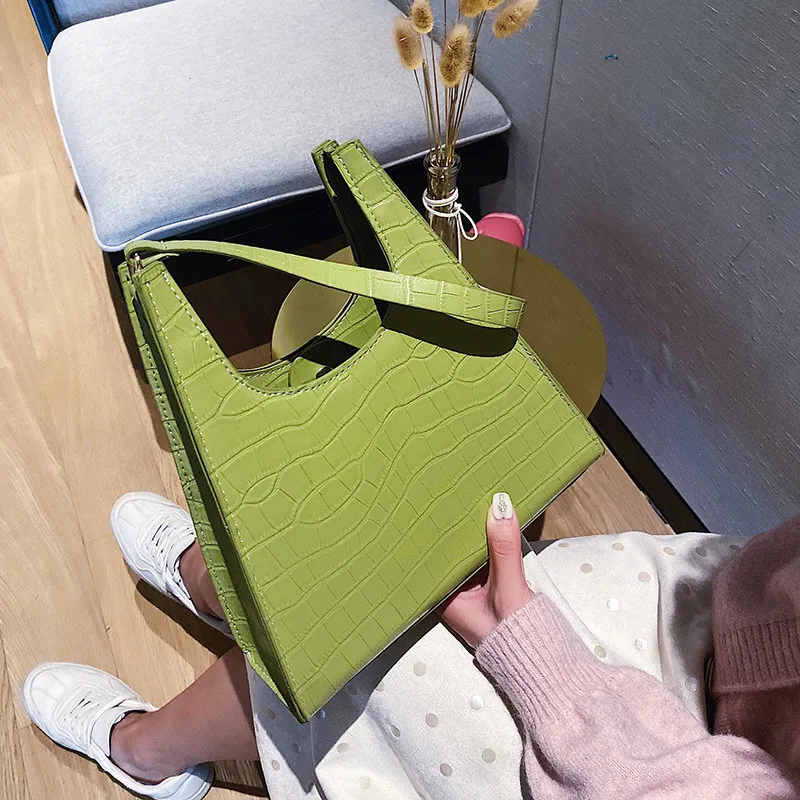 

Women's Shoulder Bag Alligator Skin Texture Soft PU Leather Vintage Handbags 2021 New Fashion Charm Female Bags Top-handle Bolsa