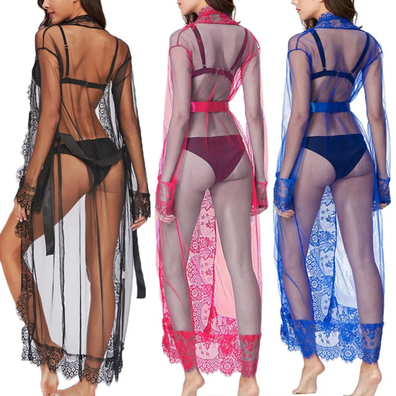 2019 Сексуальная шелковая марлевая прозрачная ночная рубашка женская хит цвета