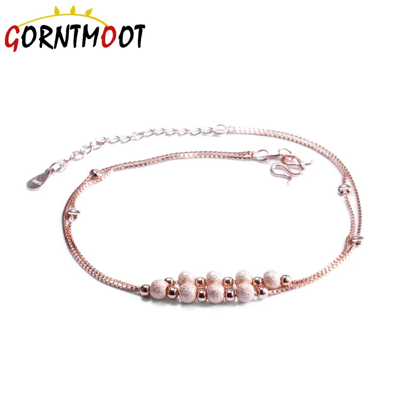 Браслет на ногу Серебро 925 двойной слой браслеты цепочки для женщин лей oro