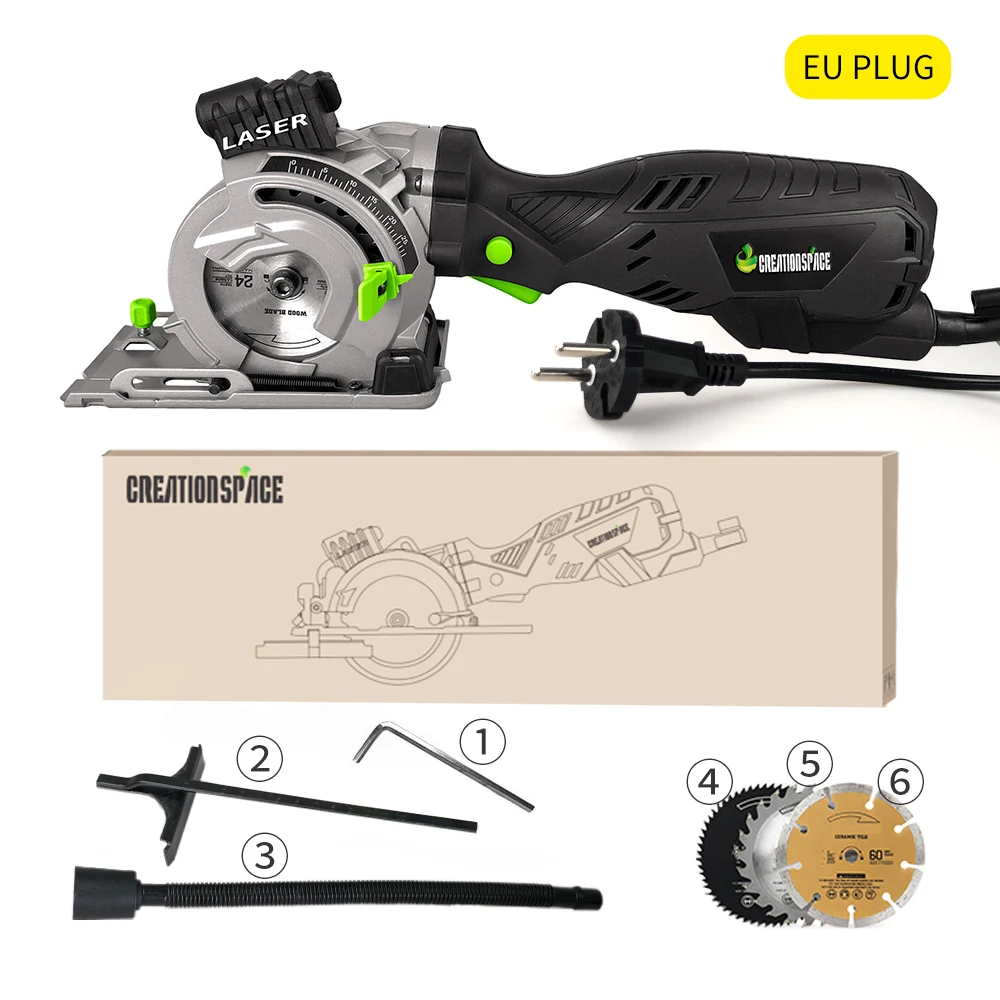 

Electric Mini Circular Saw Powerful TILE/PVC WOOD Cutting 89MM Laser Power Tool