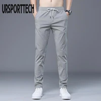 fashion summer men pants trousers elastic business long pants male straight casual silm lightweight trousers plus big size
