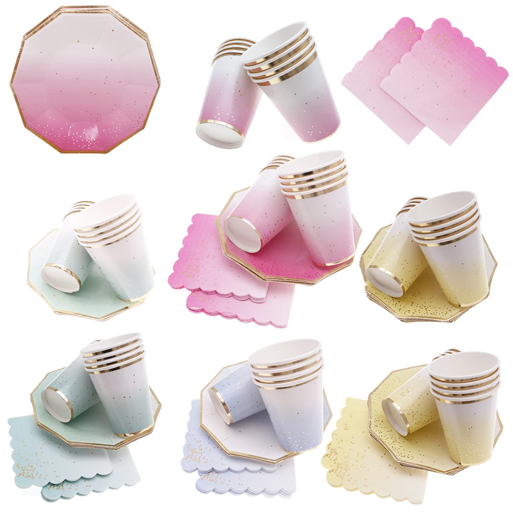 Красочные бумажные тарелки из золотой фольги украшение для фантастивечерние