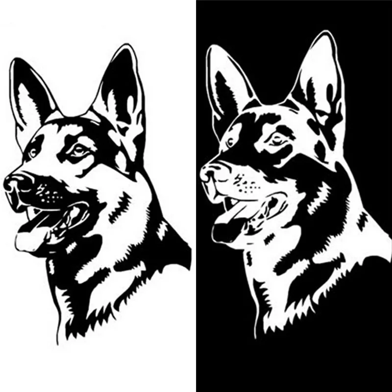 

German Shepherd Dog Car Stickers Personality Vinyl Decal Car Styling Truck Accessories Black/Silver