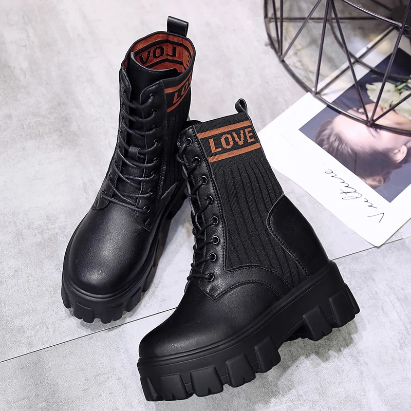 Женские ботинки до середины икры сезон осень зима 2020 высокие кроссовки удобные