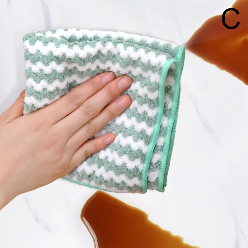 Practical Dish Cloth Towels Kitchen Tableware Cleaning Wiping Tools Dish Towels Kitchen Coral Velvet Absorbent Super Absorbent