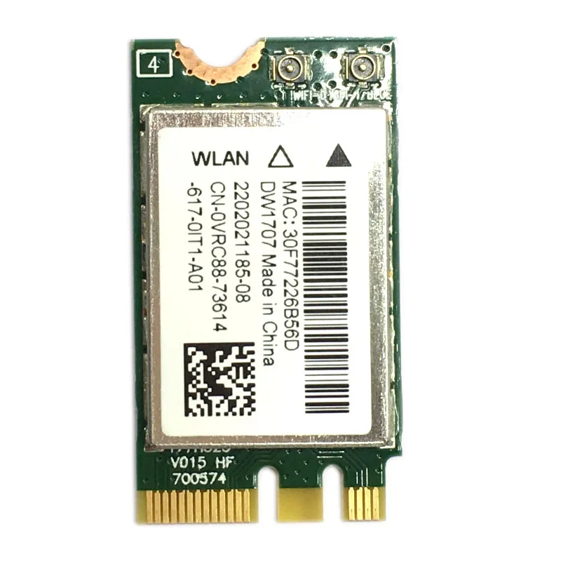 Беспроводная карта для Dell DW1707 WLAN WiFi 802,11 b/g/n + Bluetooth 4,0 NGFF VRC88 Latitude 3340 E5250 3550 E7250 E7450