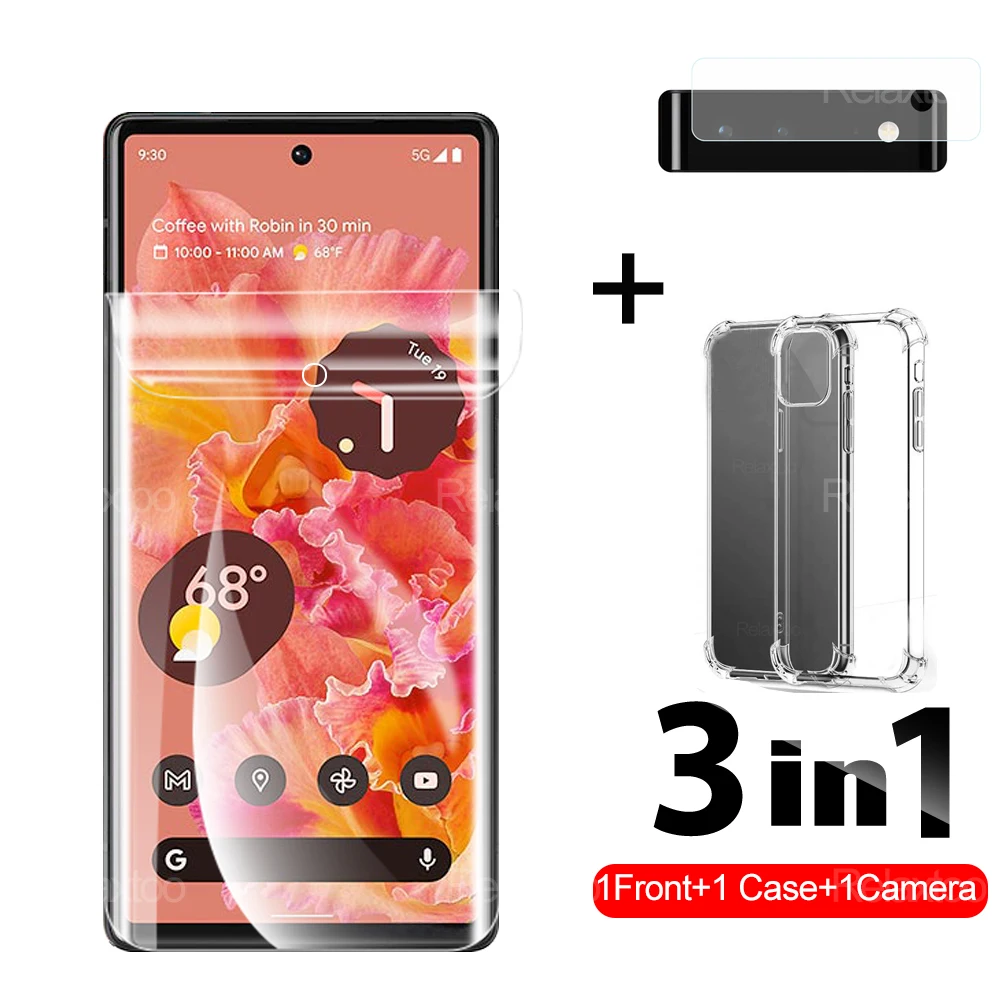 

Гидрогелевая пленка 3 в 1, чехол для объектива Google Pixel 6 6pro, 6,4 дюйма, защитная пленка для экрана камеры, защитная пленка GB7N6 G9S9B16 goge, задняя крышк...