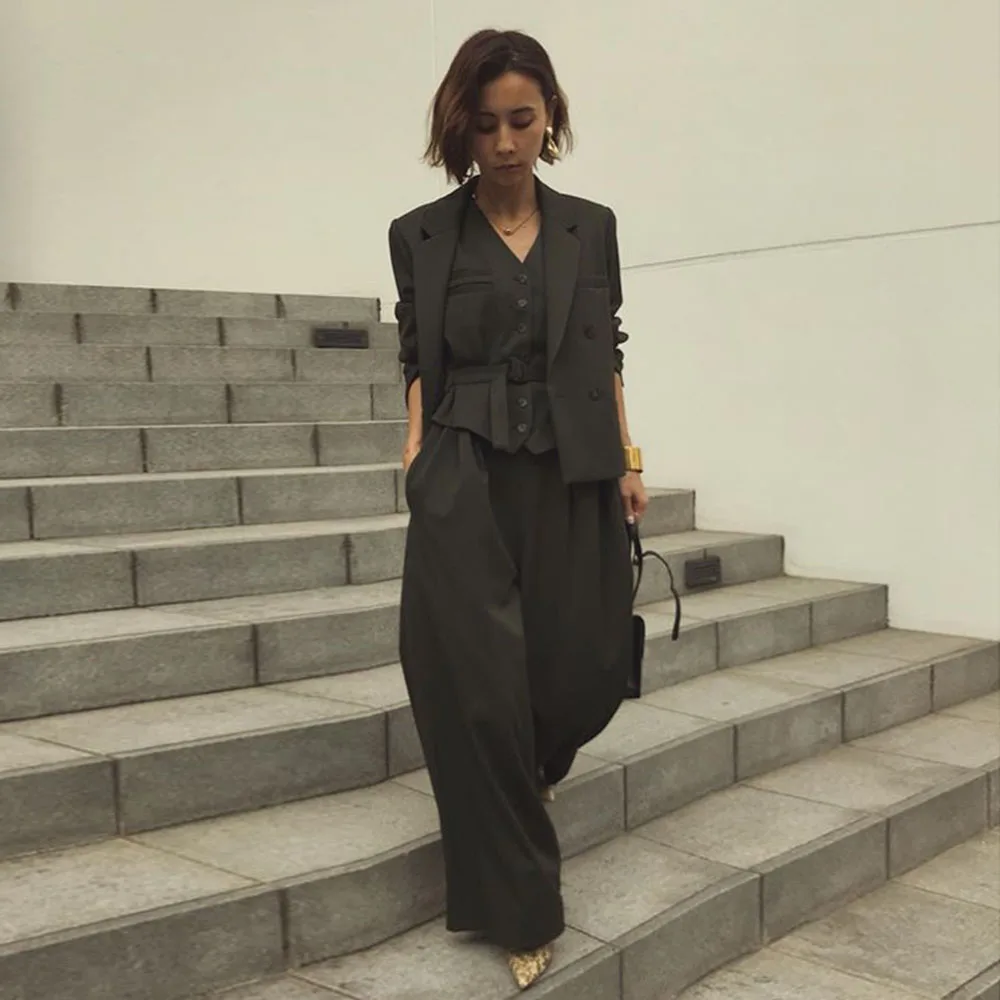 Женский офисный комплект из трех предметов элегантный повседневный пиджак и