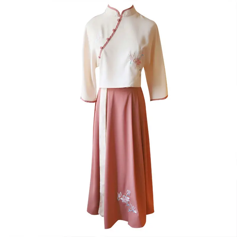 

Summer Chinese Style Traditional Ancient Hanfu Daily Chiffon Dress Two Piece Set Outfits Women Elegant Vintage Princess Costumes