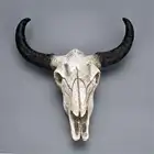 Полимерная голова черепа коровы Longhorn, настенное украшение, 3D скульптура животного, дикой природы, статуэтки, ремесла, рога для домашнего декора
