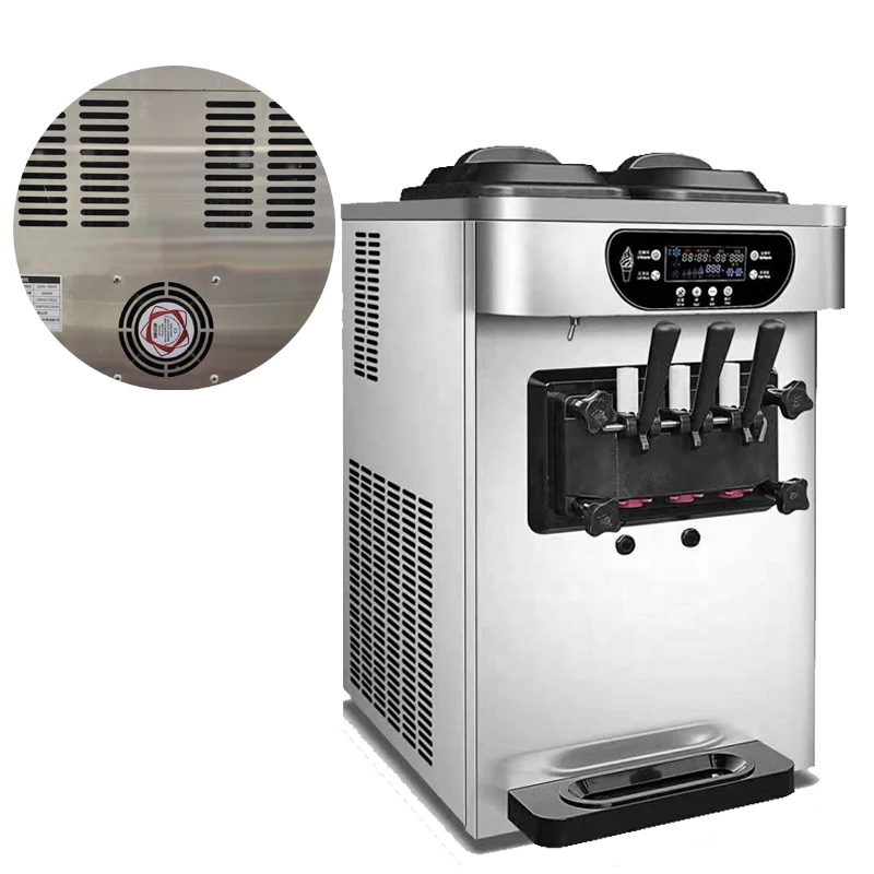 

Двойная система, аппарат для мягкого мороженого, 2 компрессора, настольный умный мини-аппарат для мороженого 28 л/ч