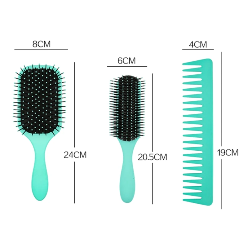 

3Pcs Air Cushion Massage Nine Rows Large Tooth Smooth Hair Salon Anti-knot Combs