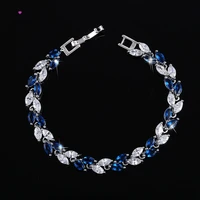 925 silver fashion charm aaa cubic white zircon 7 colors leaf jewelry bracelets for woman elegance wedding birthday party gifts