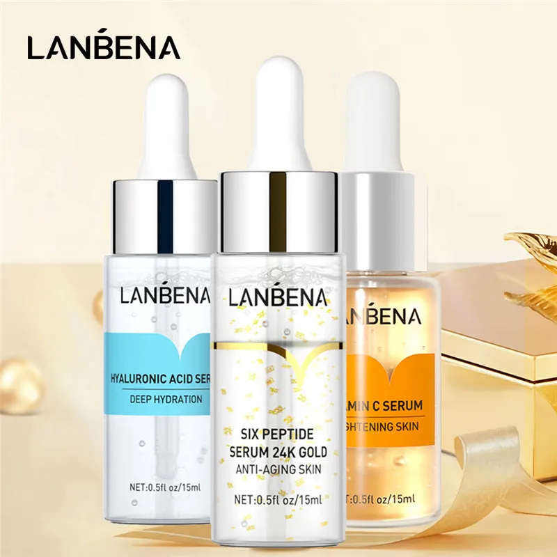 

LANBENA 24k Gold Serum Six Peptides Anti-Aging Wrinkle Vitamin C Whitening Face Essence Hyaluronic Acid Moisturizing Facial Care