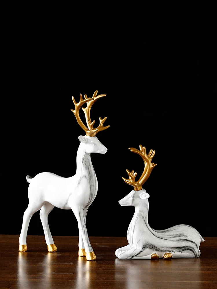 

Nordic Golden Deer Ornaments Resin Home Decoration TV Cabinet Wine Cooler Christmas Deer Ornaments Decoration Crafts