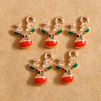 10pcs 1117mm enamel christmas elks charms for jewelry making cute drop earrings pendants necklaces keychain diy crafts supplies