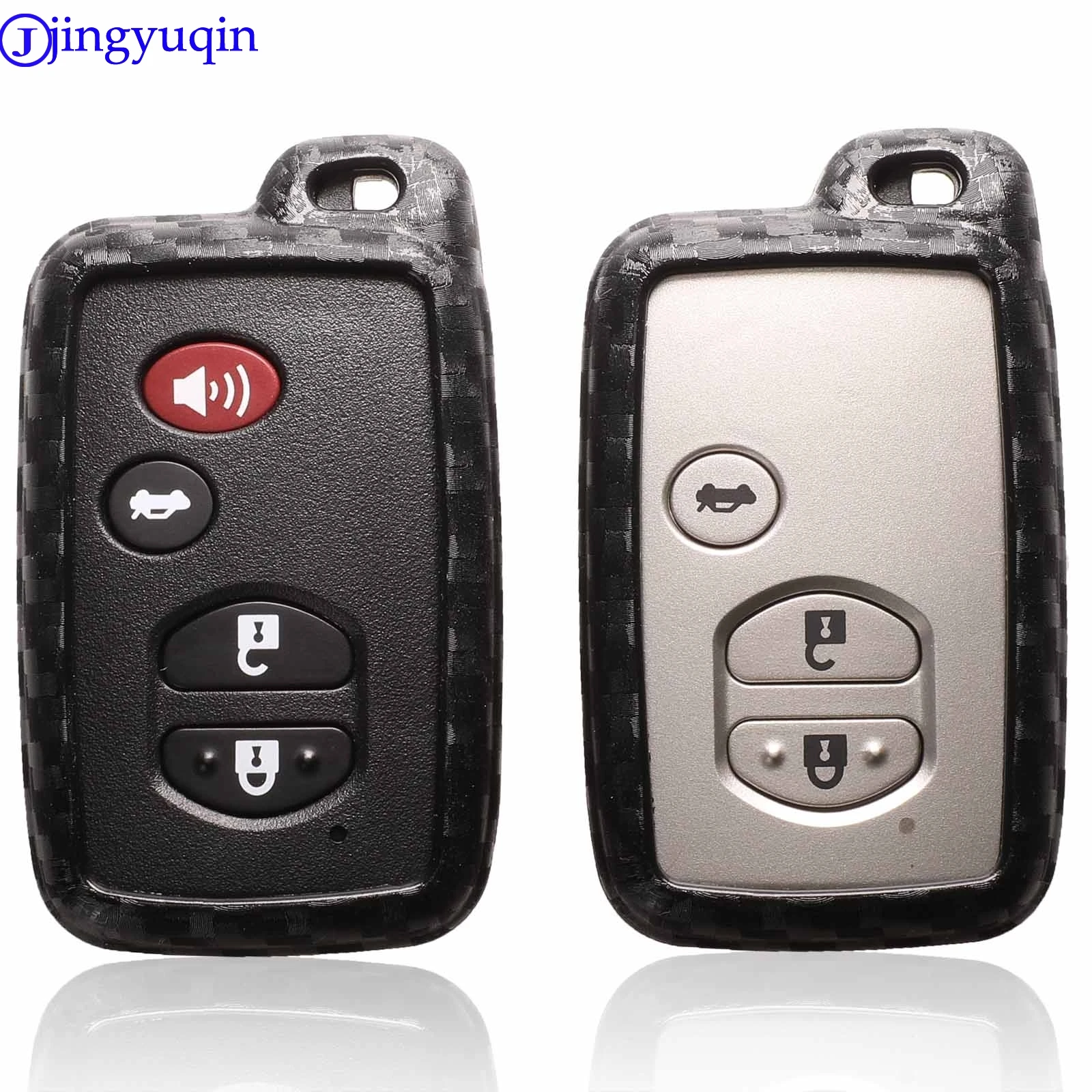 

jingyuqin Remote Carbon Fiber Patten Soft Silicone For Toyota Camry Corolla Avalon Rav4 Land Cruiser Car Styling Smart