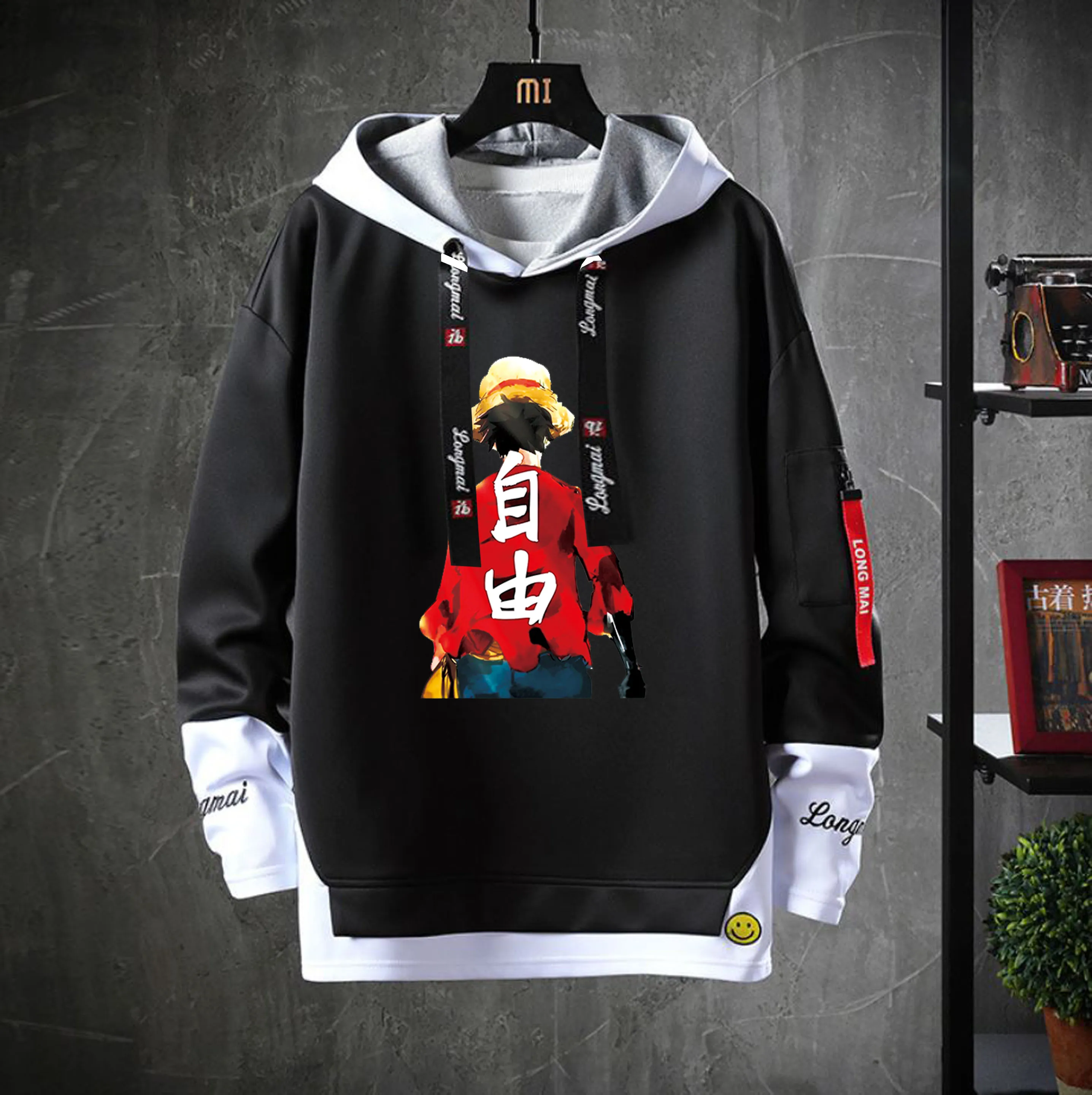 

Hot anime ONE PIECE Hoodie Men Jacket Streetwear Spring Autumn teenagers Hooded Coat Sweatshirt Clothes