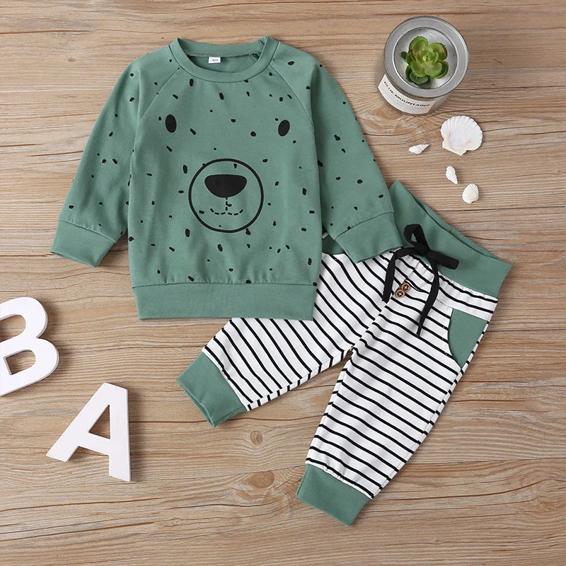 

Newborn Clothes Kids Clothes Baby Boy Clothes roupa infantil Cartoon Bear Sweatshirt Tops+ Pants Outfits Set Free Ship Z6