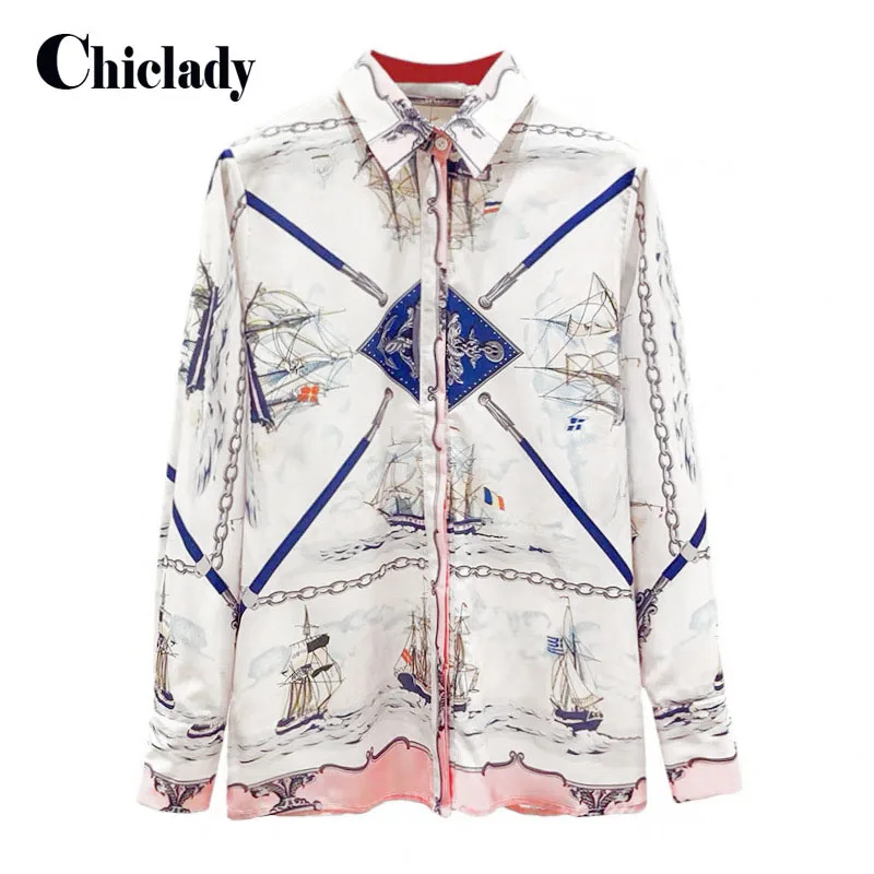 CHICLADY Сезон весна-осень Женская блузка дворец Стиль хит Цвет с длинным рукавом и