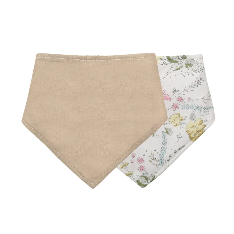 Baberos con estampado Floral de doble cara para ni&ntilde;os y ni&ntilde;as, pa&ntilde;uelo impermeable de algod&oacute;n y lino, toalla para Saliva, pa&ntilde;uelo, regalos para Baby Shower-4