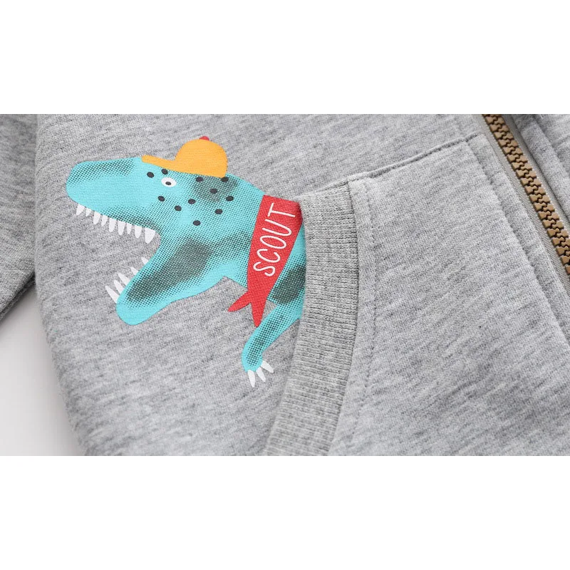 

Cartoon Dinosaur Hooded Casual Clothing Children Boy Long Sleeve Zipper Spring New Jacket Outerwear For Baby Kid Vitality Coat