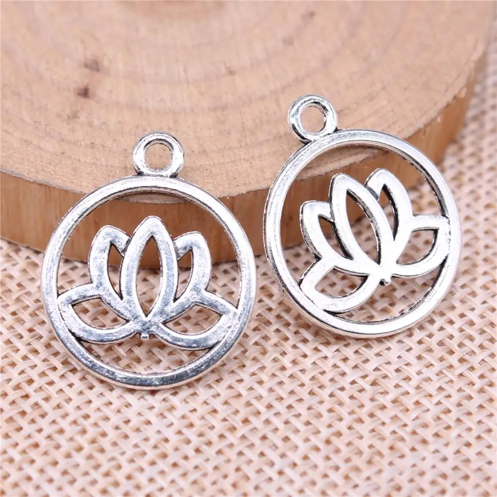 Подвески в виде лотоса для изготовления ювелирных изделий, цвет античное серебро, 5 шт., 20x24 мм