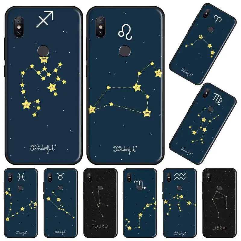 

12constellations zodiac signs Phone Case For Xiaomi Redmi note 4 4X 8T 9 9s 10 K20 K30 cc9 9t pro lite max