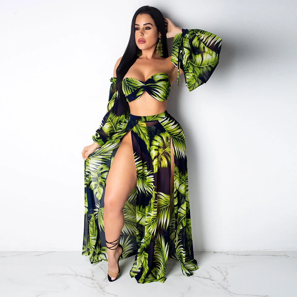 Женский пикантный топ с цветочным принтом без бретелек и трусики спортивный