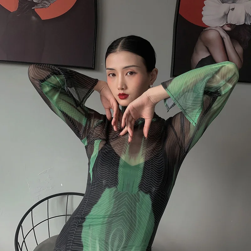 Женское классическое танцевальное платье-Ципао Цветочное платье дизайнерская