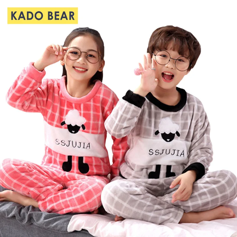 Рождественский пижамный комплект Детская фланелевая одежда для сна Детские